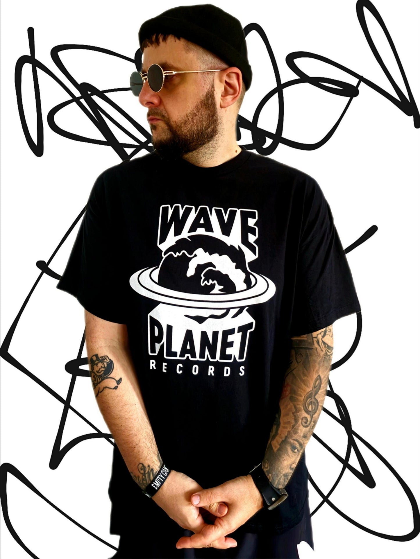 Wave Planet Records Logo Tee Black