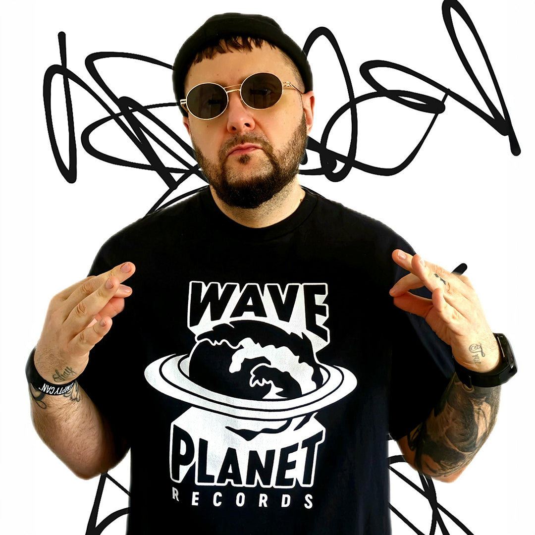 Wave Planet Records Logo Tee Black